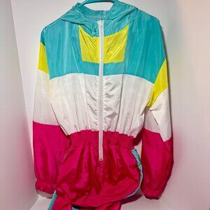 80’s Inspired JumpSuit Costume, Neon Color Block